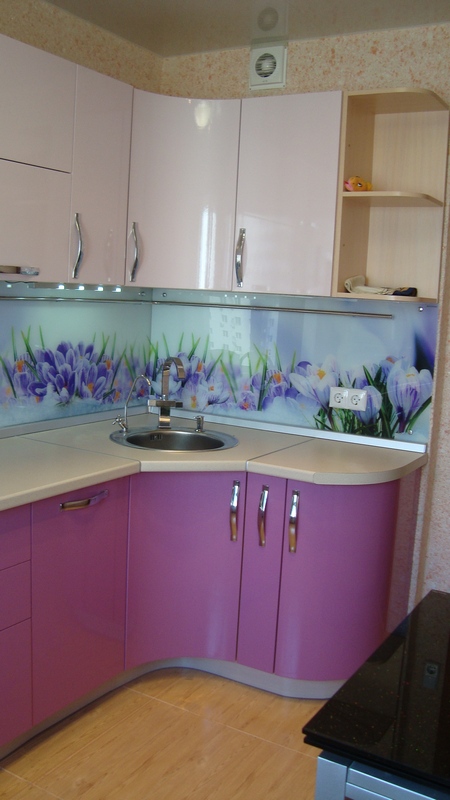 Кухня угловая Сирень/Пастель фиолетовый глянец